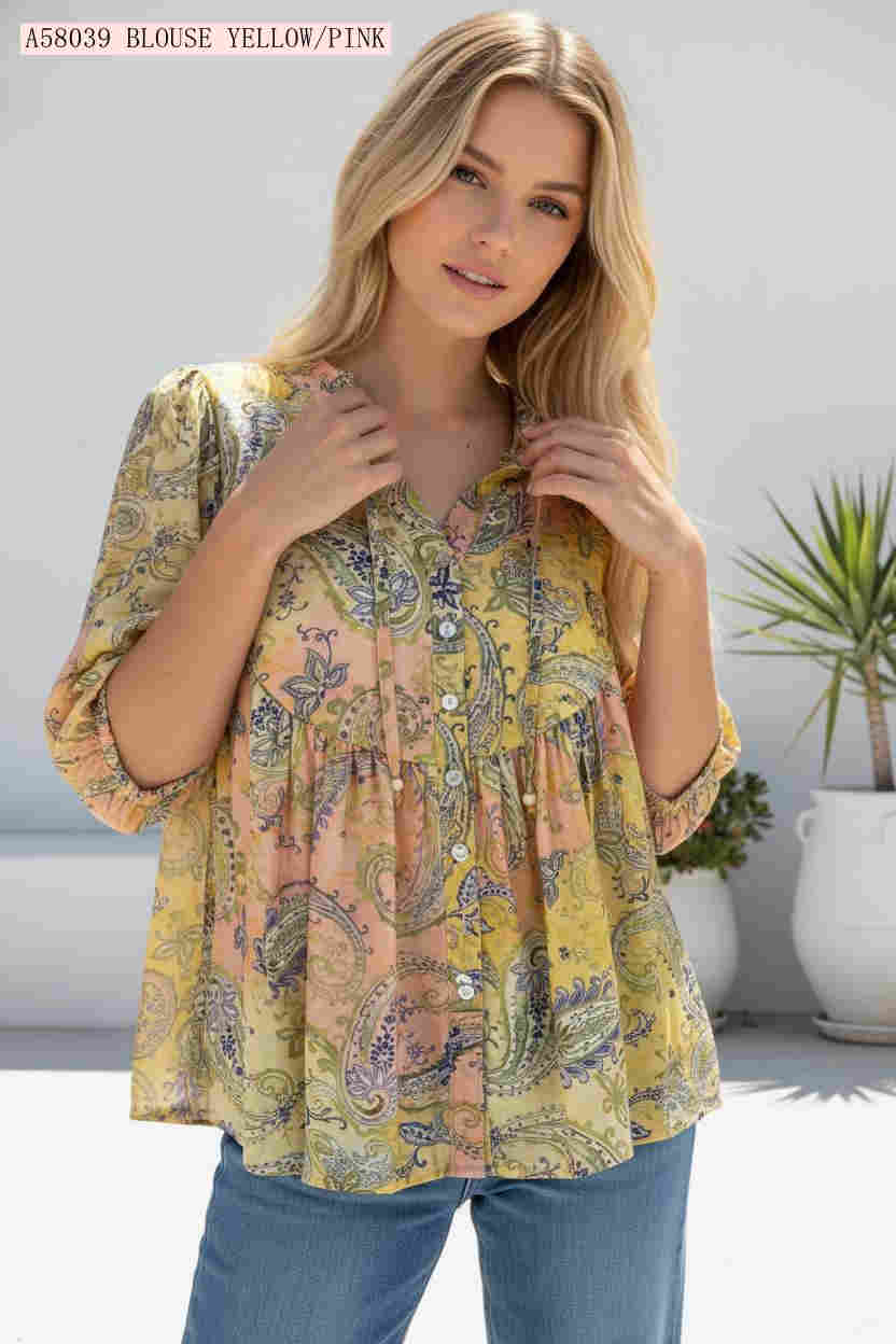 Gardenia V-neck Button Up Top