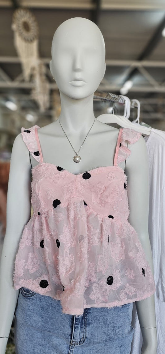 #Polka Dot Strappy Top