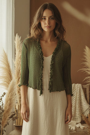 #Mesh Frill Cardigan
