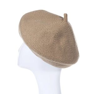 #Plain Knitted Beret With Elastic