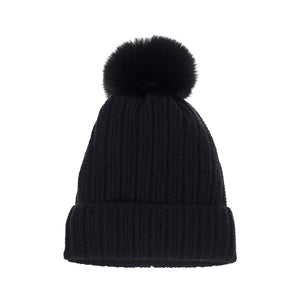 #Plain Knit Beanie With Pompom