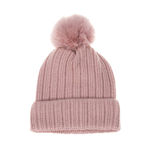 #Plain Knit Beanie With Pompom