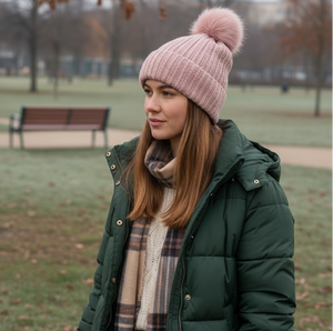 #Plain Knit Beanie With Pompom