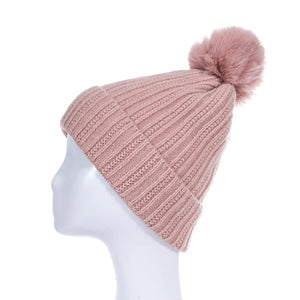 #Plain Knit Beanie With Pompom