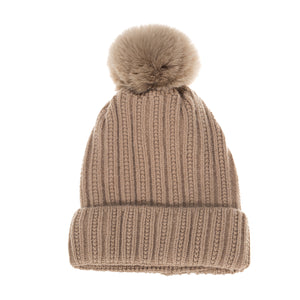 #Plain Knit Beanie With Pompom