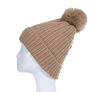 #Plain Knit Beanie With Pompom