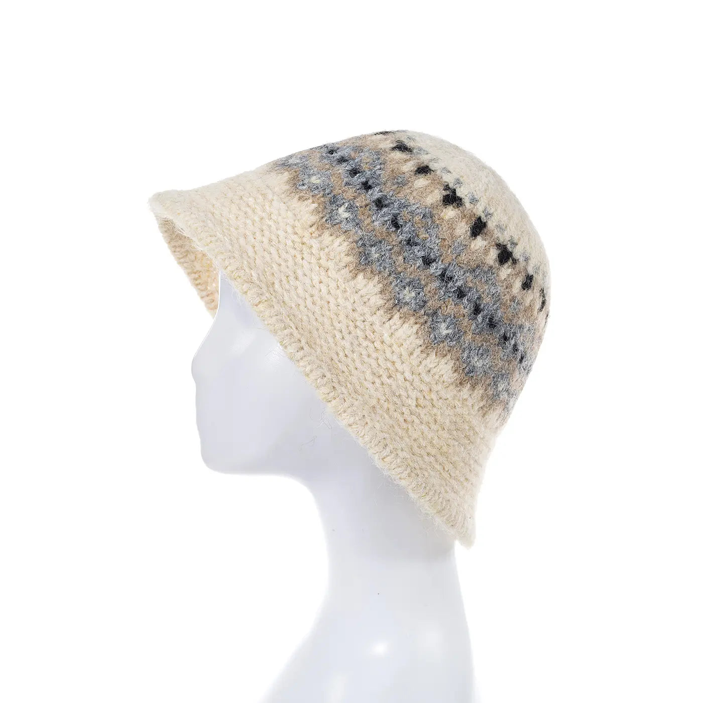 #Knitted Bucket Hat With Multi Pattern