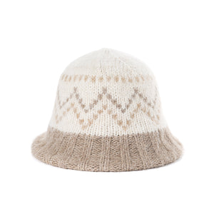 Knitted Bucket Hat With ZigZag Pattern & Elastic
