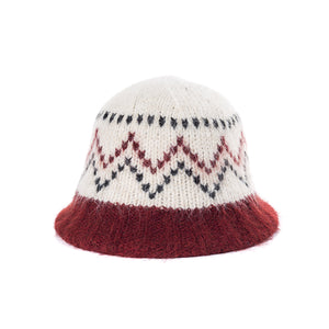 Knitted Bucket Hat With ZigZag Pattern & Elastic