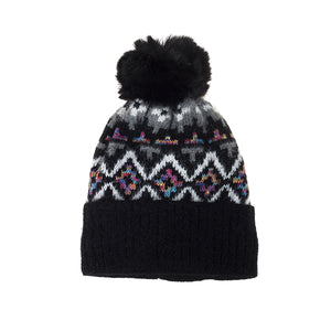 #Rainbow Argyle PomPom Beanie