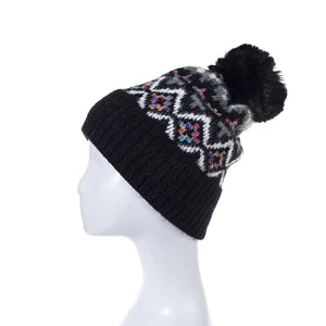 #Rainbow Argyle PomPom Beanie