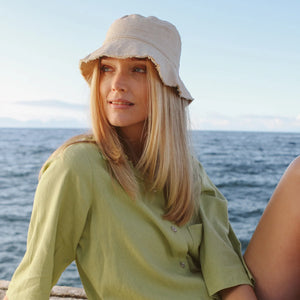LINEN BUCKET BEACH HAT SMALL