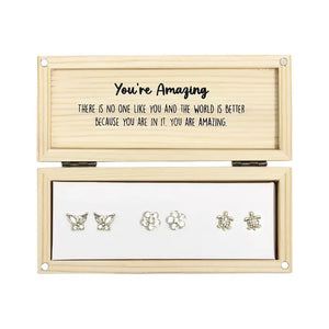 Heart & Soul Set Of 3 Stud Earrings