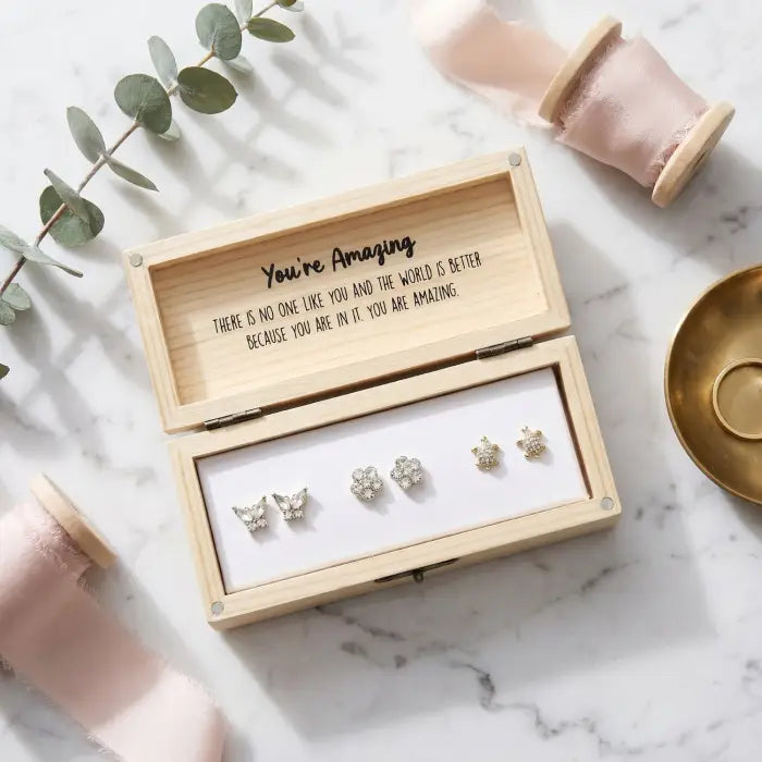 Heart & Soul Set Of 3 Stud Earrings
