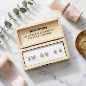 Heart & Soul Set Of 3 Stud Earrings
