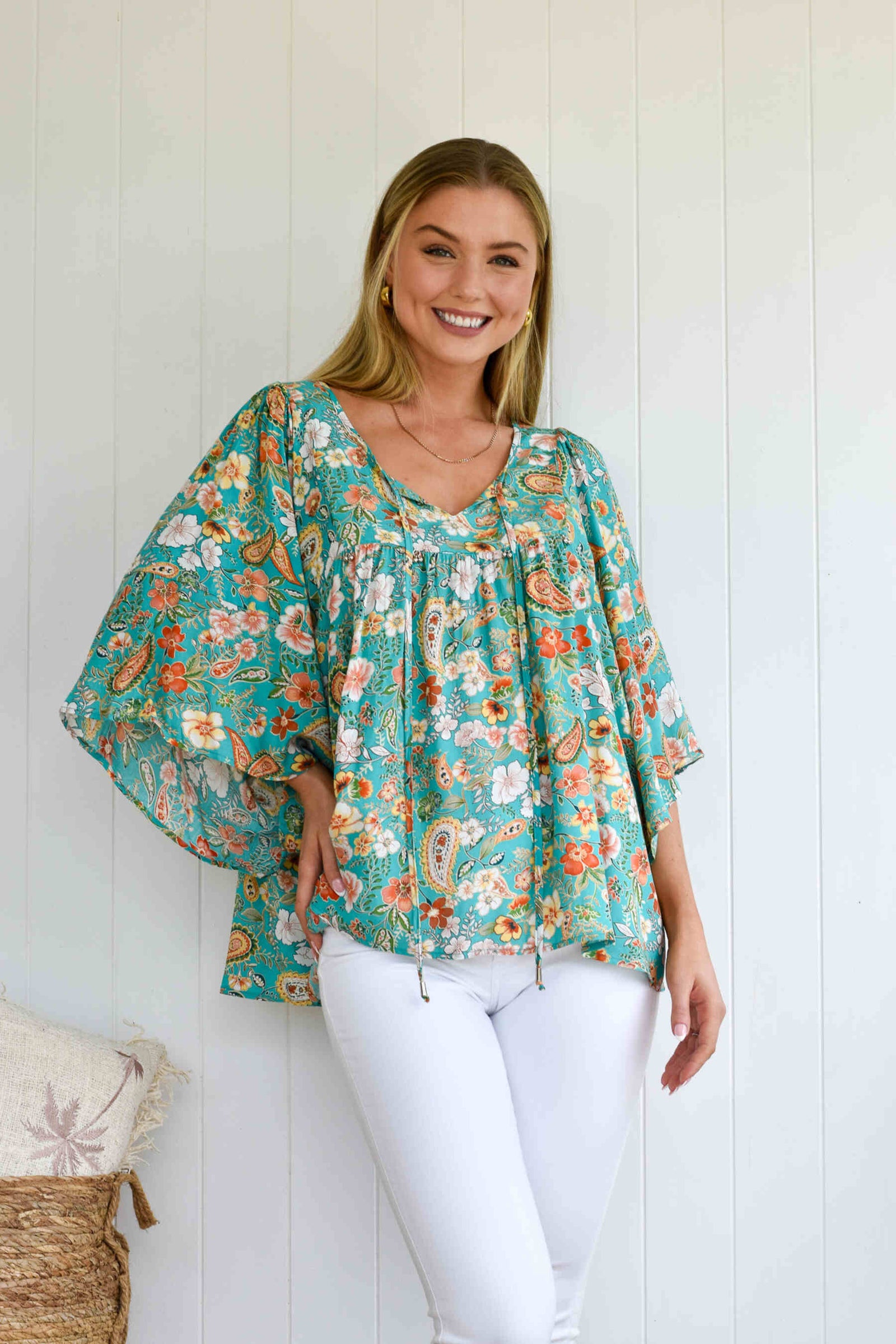 FLARED SLEEVE BABY DOLL TOP