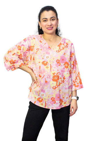 Cotton Rayon Flower Summer Top