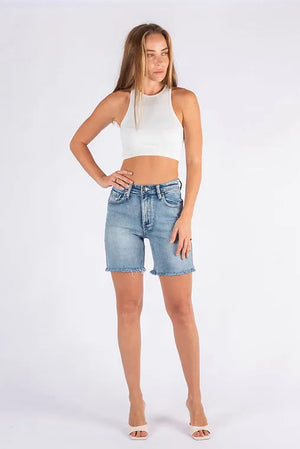 Stretch Long Length Mini Shorts