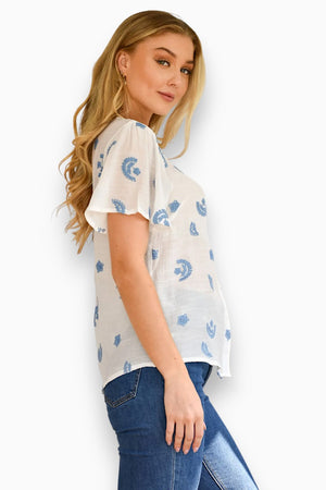 Blue Moon Embroidered Blouse