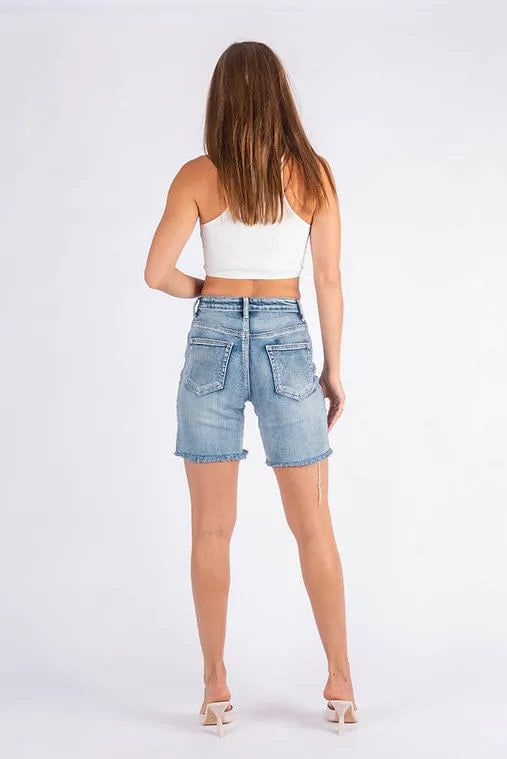 Stretch Long Length Mini Shorts