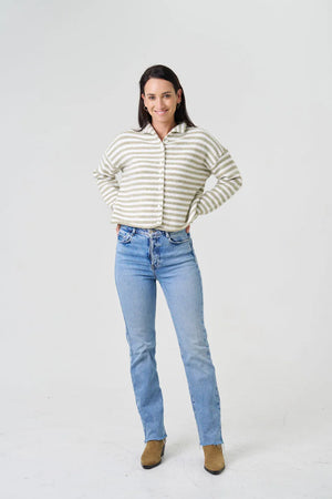JOSIE STRIPED BUTTON KNIT