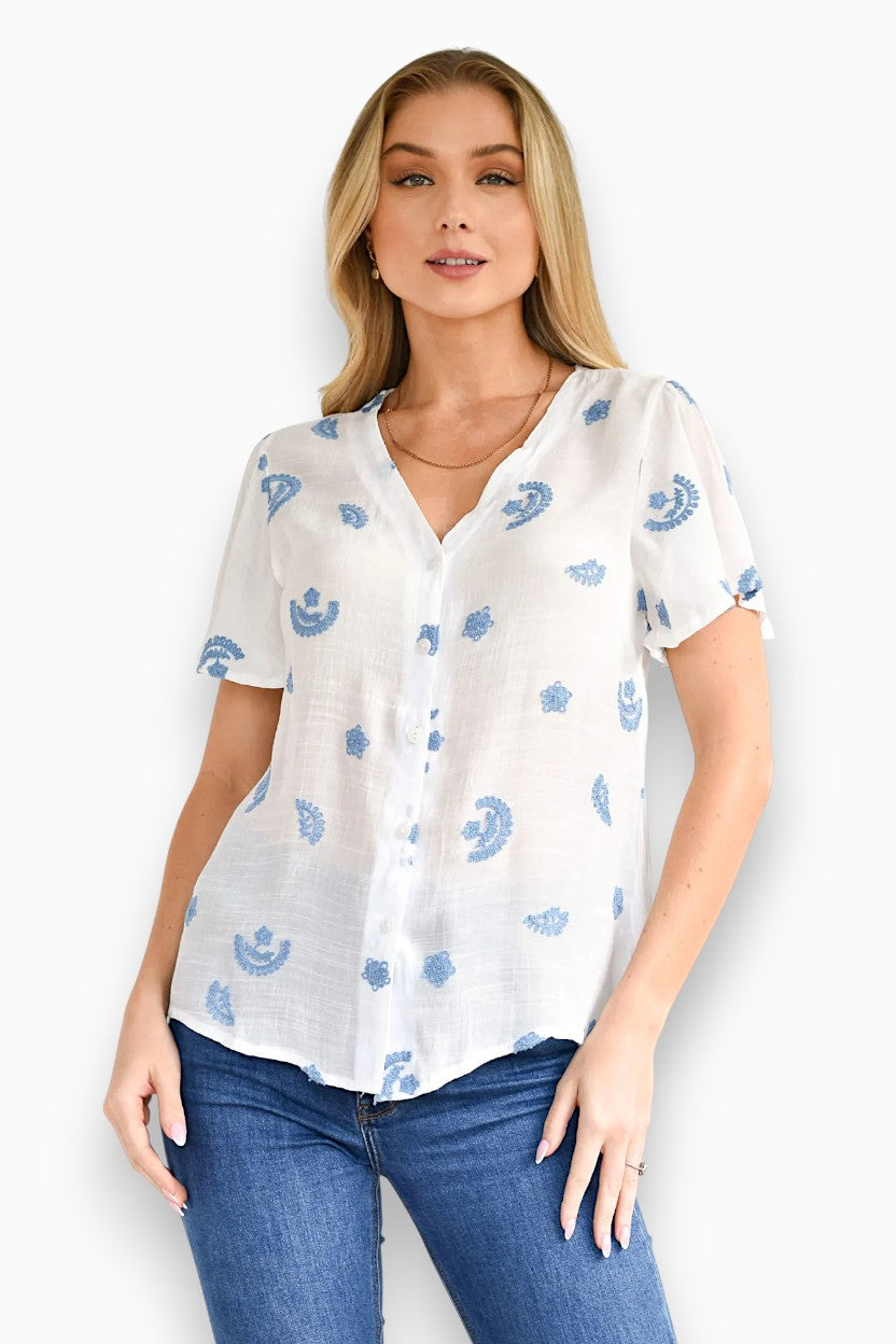 Blue Moon Embroidered Blouse