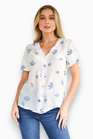 Blue Moon Embroidered Blouse
