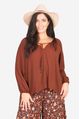 Long Sleeve Rose Top With Tassle Tie Up