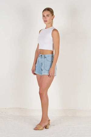 Strecth Mini Shorts Cuff Hem