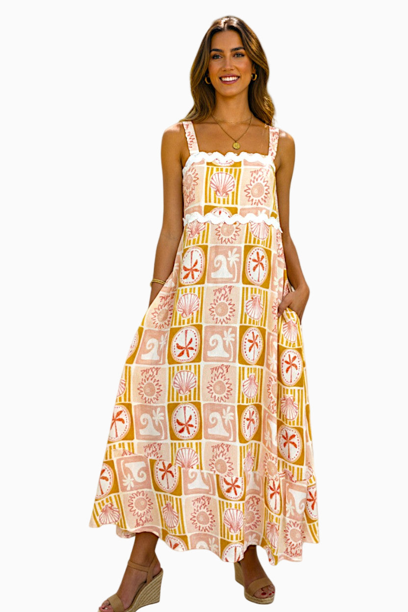 Le Soleil Strappy Maxi Dress