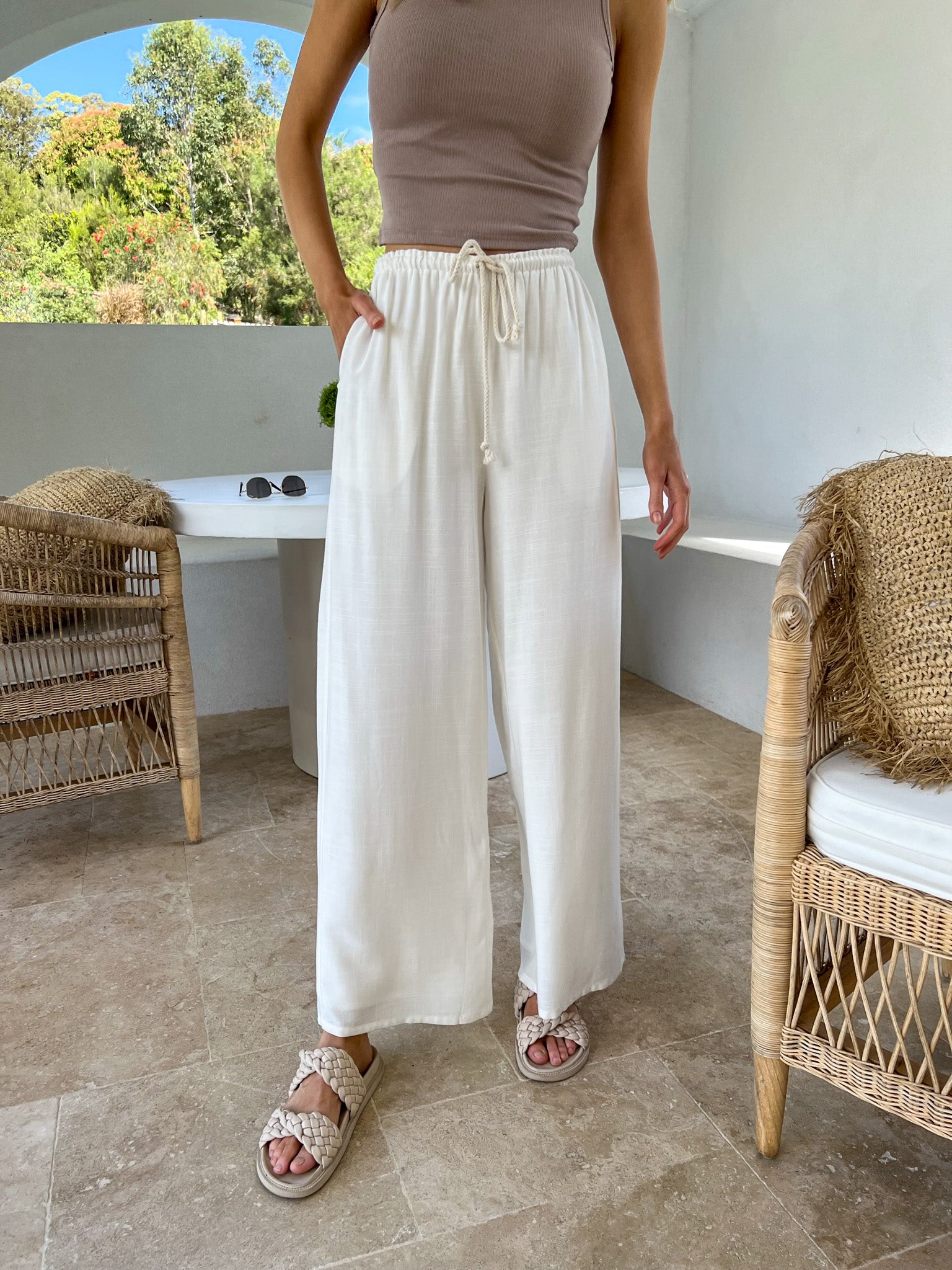 LINEN DRAWSTRING PANTS WITH LINING - Hippy Haven