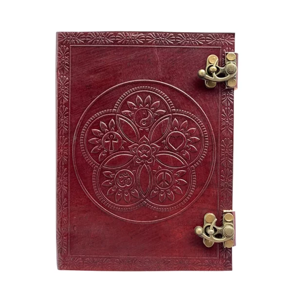 Leather Journal With Locks & Carved 15x20cm