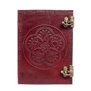 Leather Journal With Locks & Carved 15x20cm