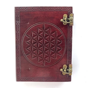 Leather Journal With Locks & Carved 15x20cm