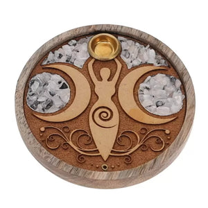 Crystal Chip Wooden Disc Incense