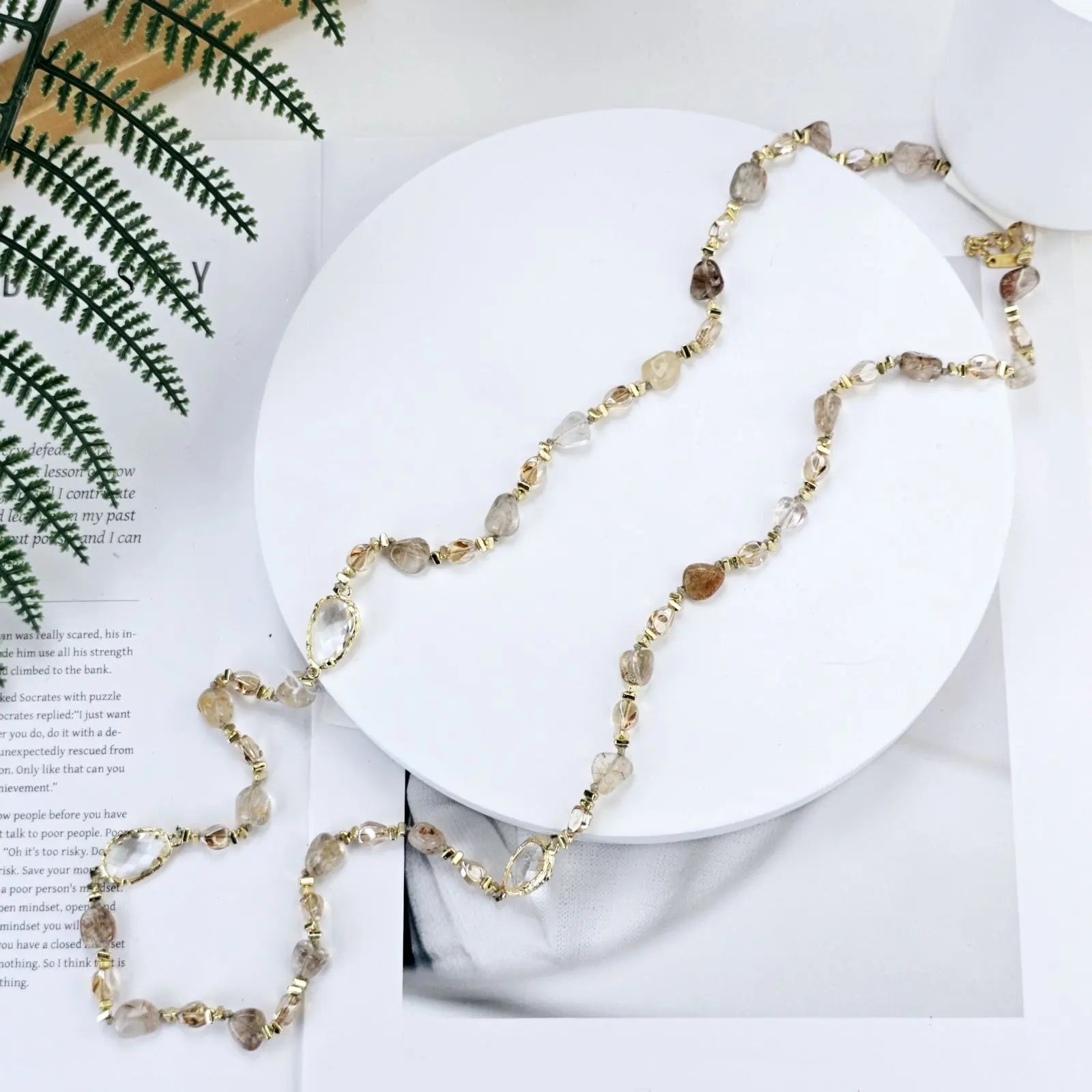 #Stainless Steel Glass Beaded Fashion Necklace