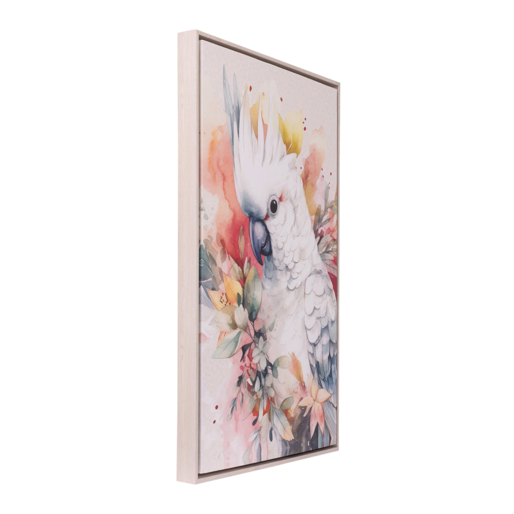NATIVE BLOOMS COCKATOO FRAMED CANVAS 96X64