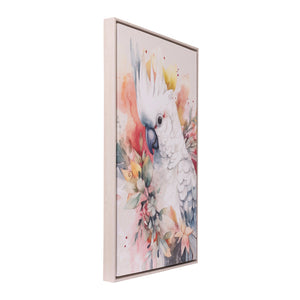 NATIVE BLOOMS COCKATOO FRAMED CANVAS 96X64