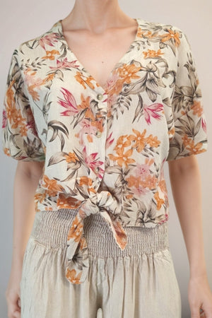 #Cottage Crepe Tie-up Top