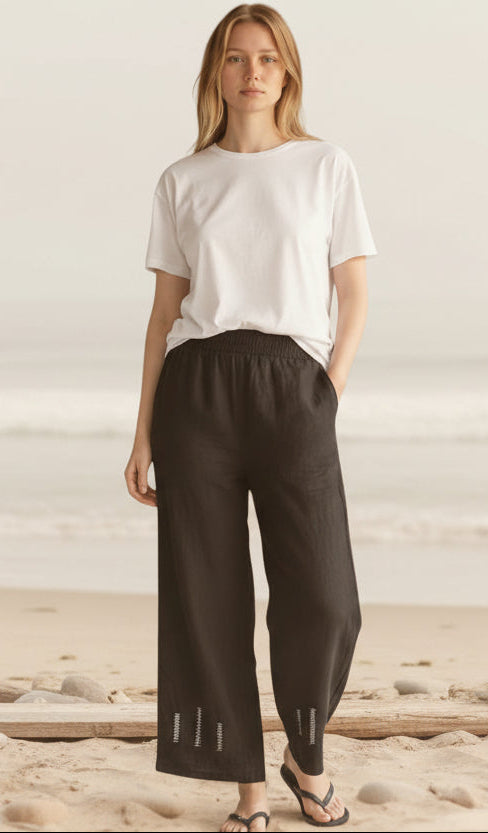 Naturals Shirred Embroidery Pants