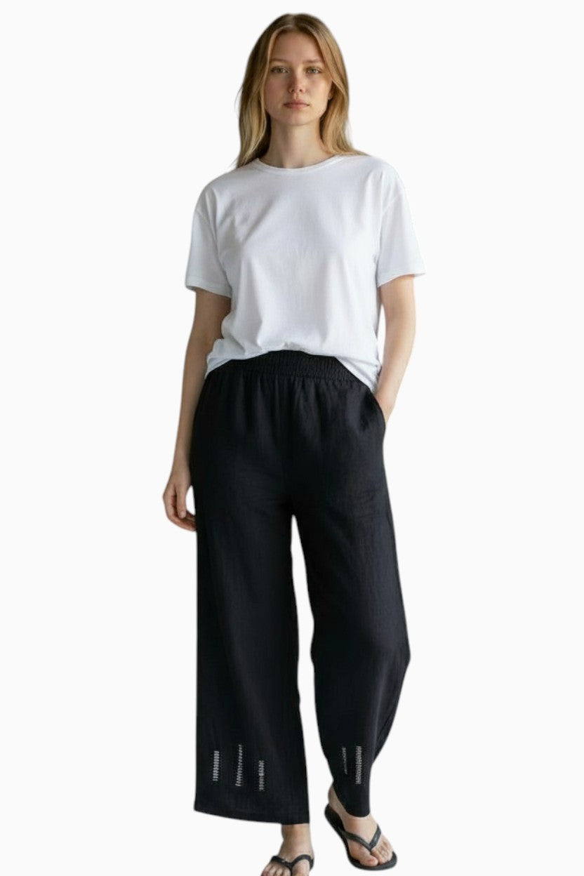Naturals Shirred Embroidery Pants