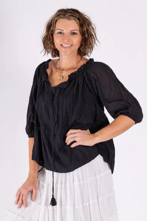 Long Sleeve Cotton Peasant Top