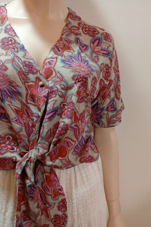 #Cottage Crepe Tie-up Top