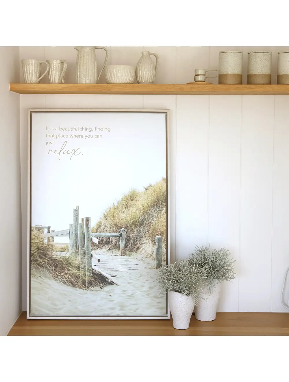 Palm Cove Beach Path Framed Canvas 94x64