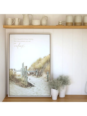 Palm Cove Beach Path Framed Canvas 94x64