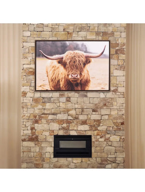 Rustic Meadow Highland Cow Framed Canvas 94x64