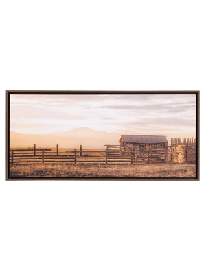 Rustic Meadow Sunset Framed Canvas 94x44