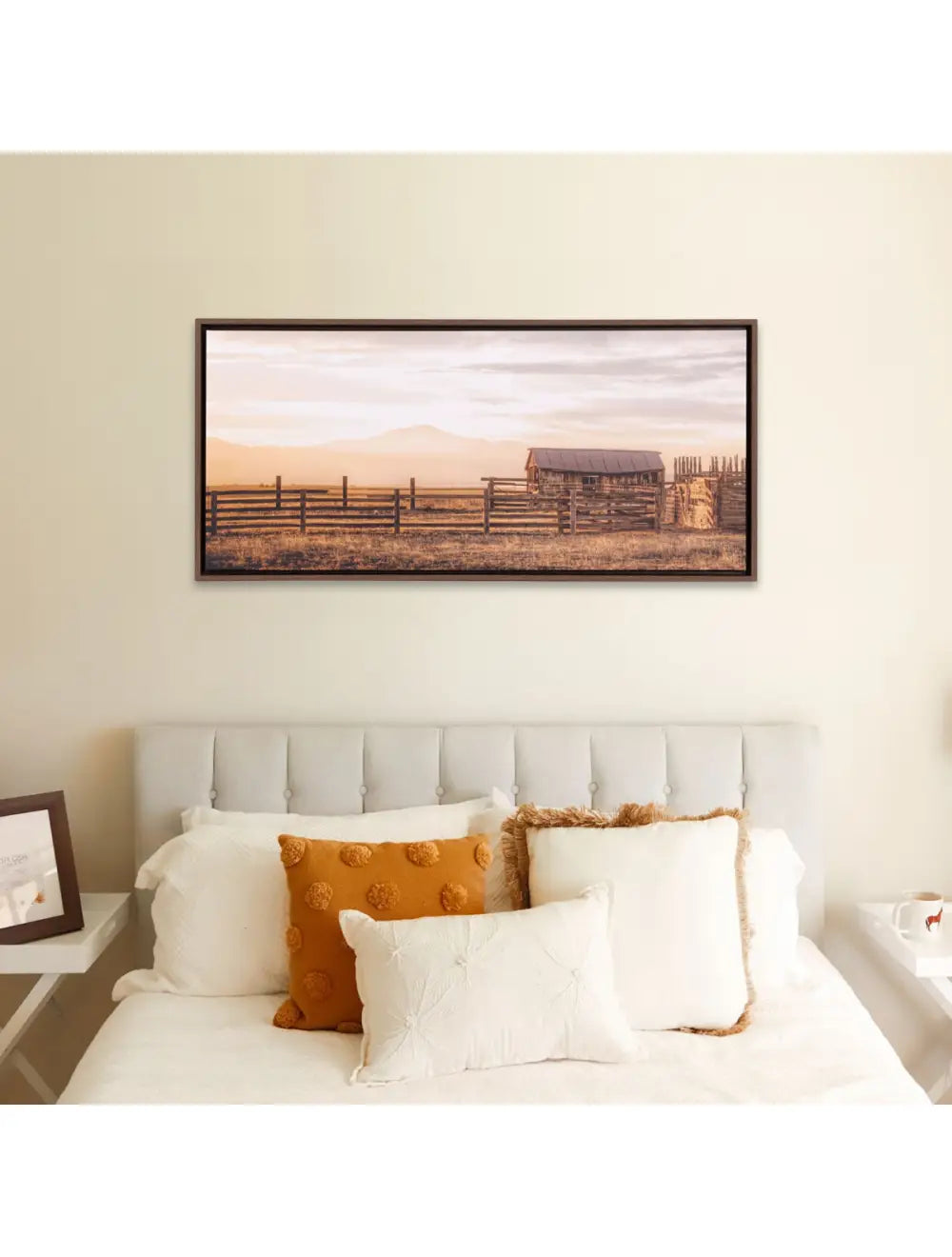 Rustic Meadow Sunset Framed Canvas 94x44