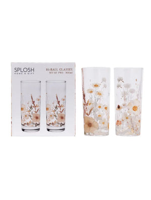 Set Of 2 Hi-Ball Glasses- Rust Meadows