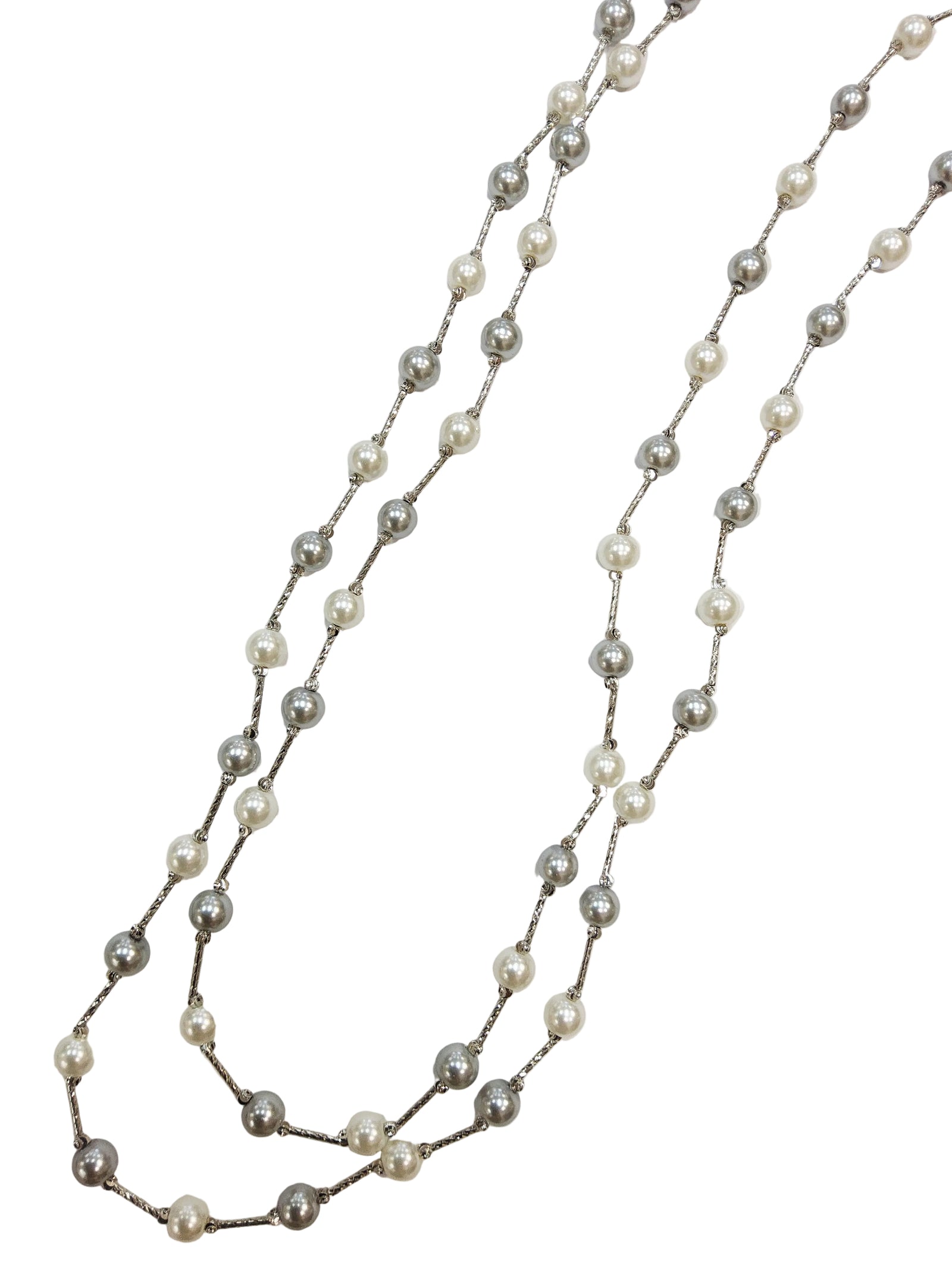 #Long Decorative Beaded Pearl Necklace